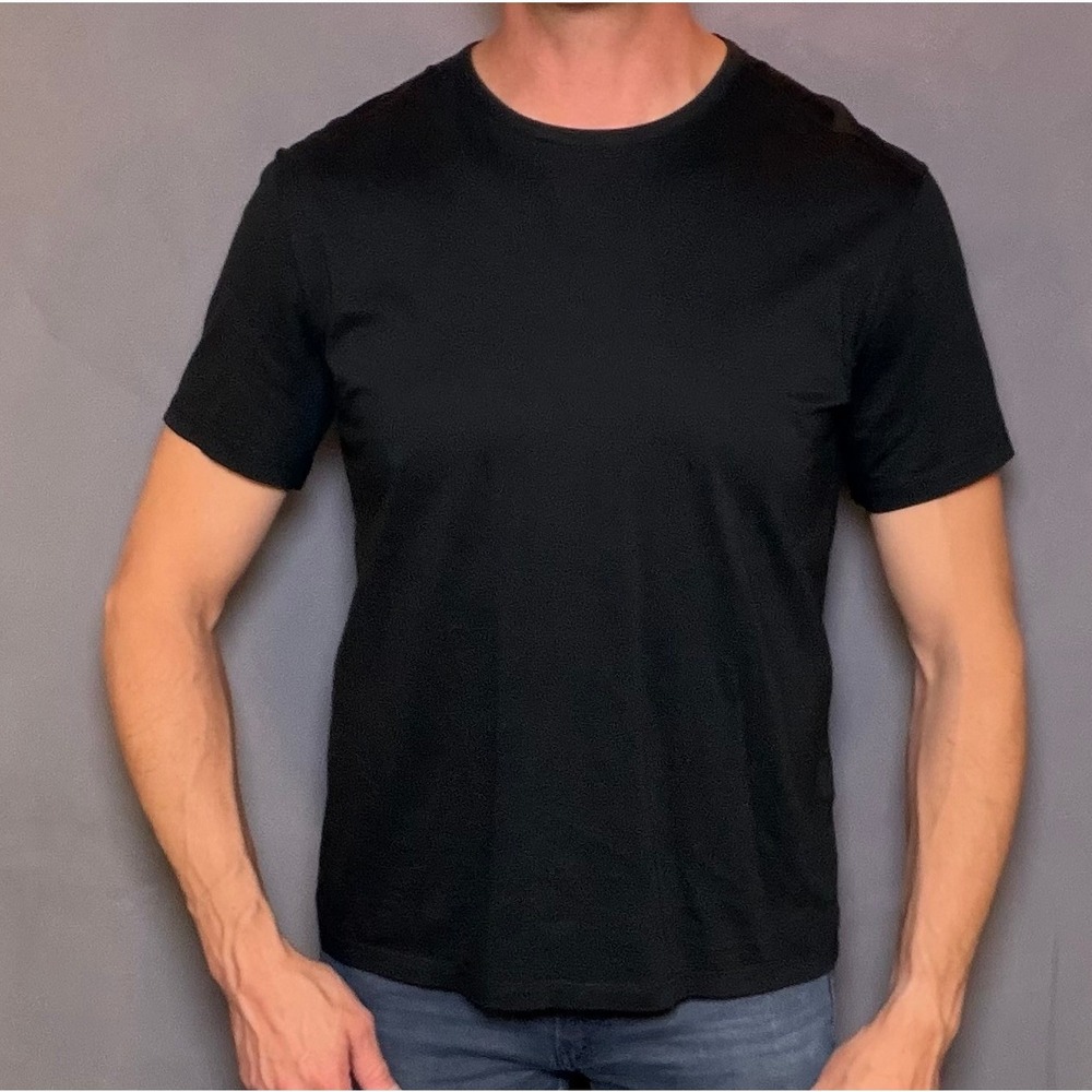 John Varvatos Mens Black Crew Neck Short Sleeve T Shirt Basic Tee